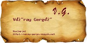 Váray Gergő névjegykártya